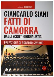 La copertina del libro “Fatti di camorra” dagli scritti giornalistici di Giancarlo Siani